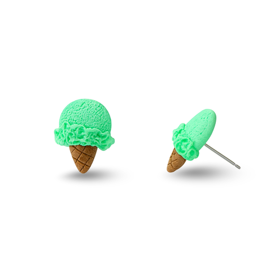 Mint Ice Cream Polymer Clay Hypoallergenic Stud Earrings