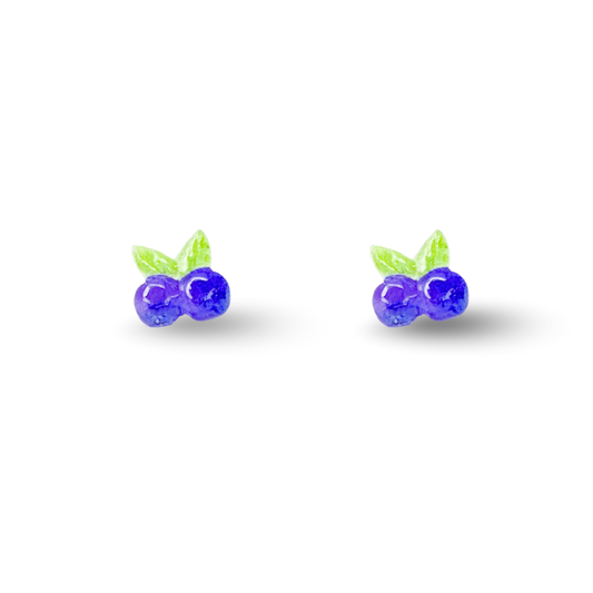 Tiny Blueberry Fruit Hypoallergenic Stud Earrings