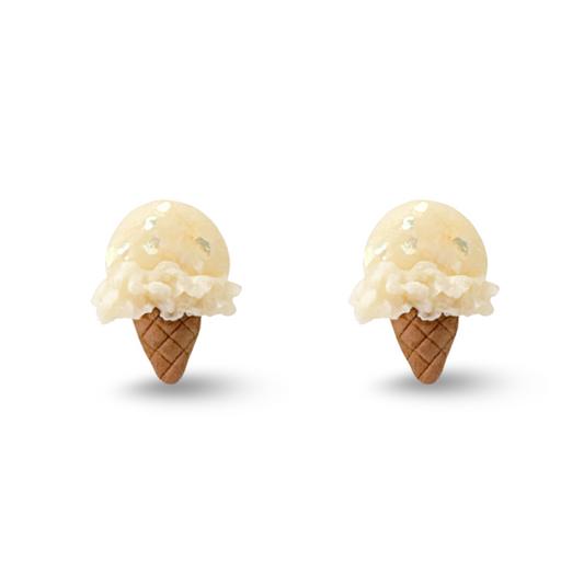 Vanilla Ice Cream Polymer Clay Hypoallergenic Stud Earrings