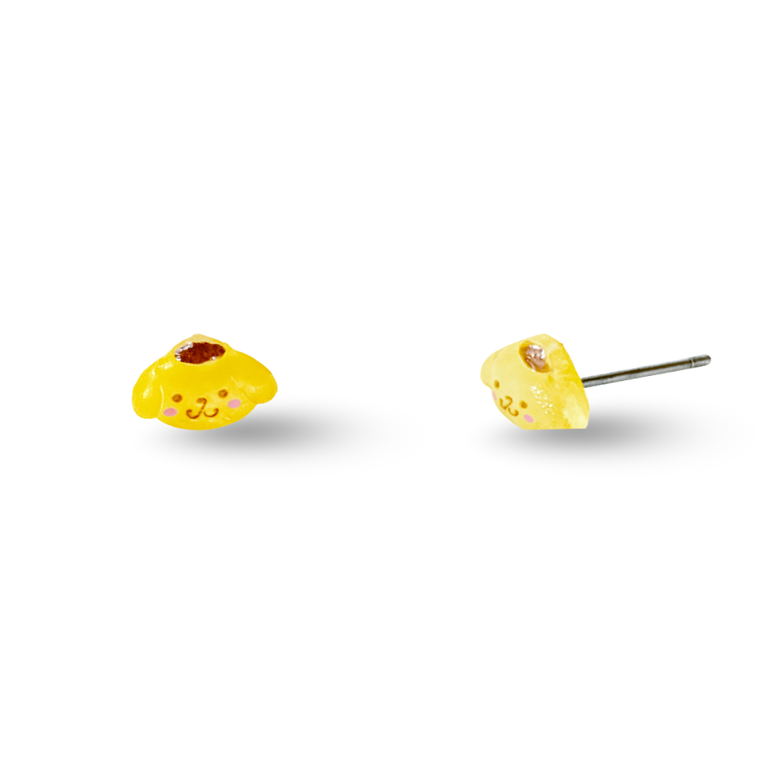 Tiny Yellow Pudding Dog Hypoallergenic Stud Earrings