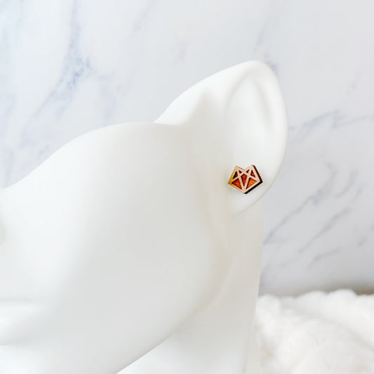 Wooden Diamond Fox Hypoallergenic Earring Studs