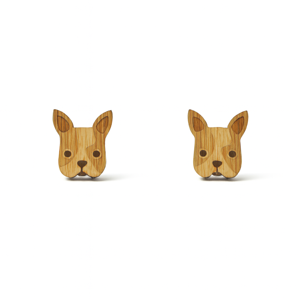 Wooden Shar Pei Dog Hypoallergenic Earring Studs
