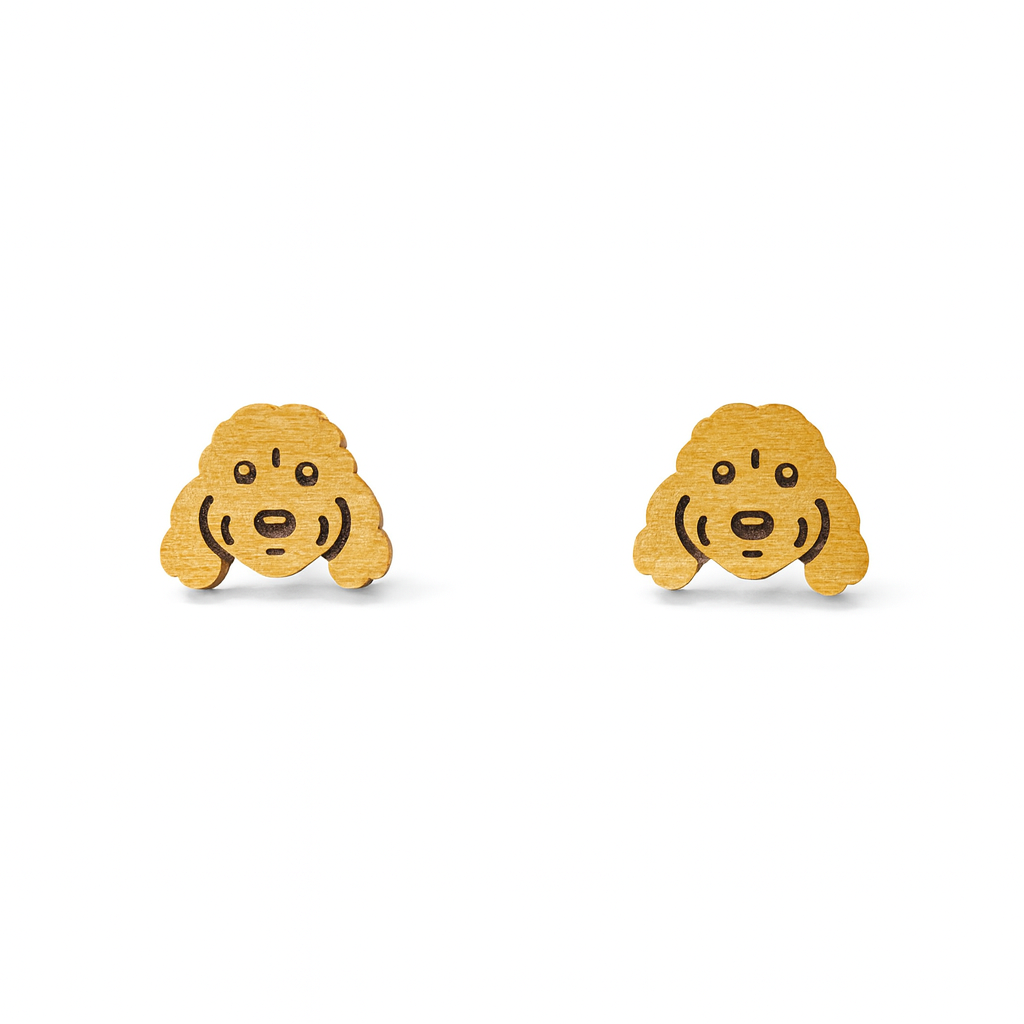 Wooden Shar Pei Dog Hypoallergenic Earring Studs