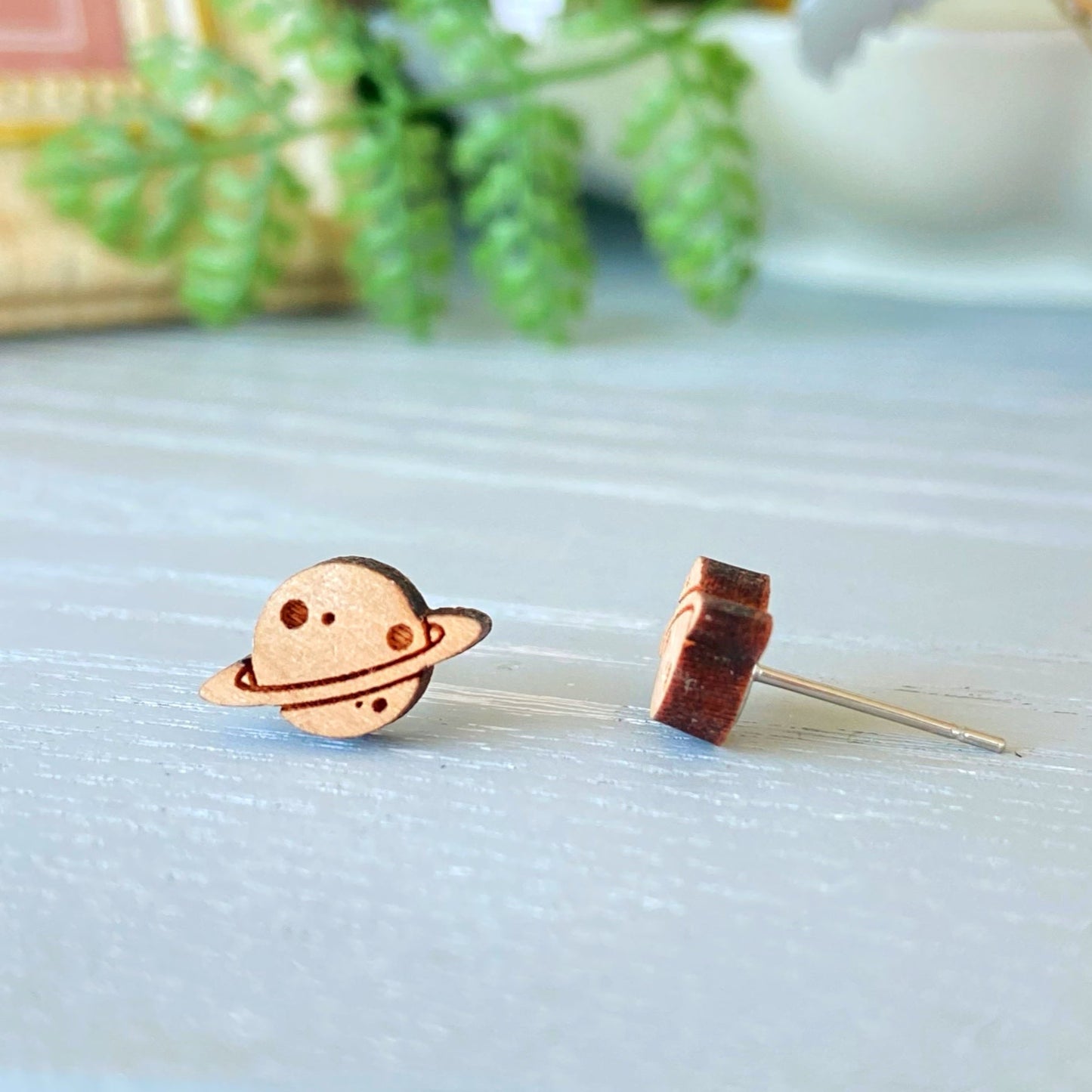 Wooden Planet Galaxy Hypoallergenic Earring Studs