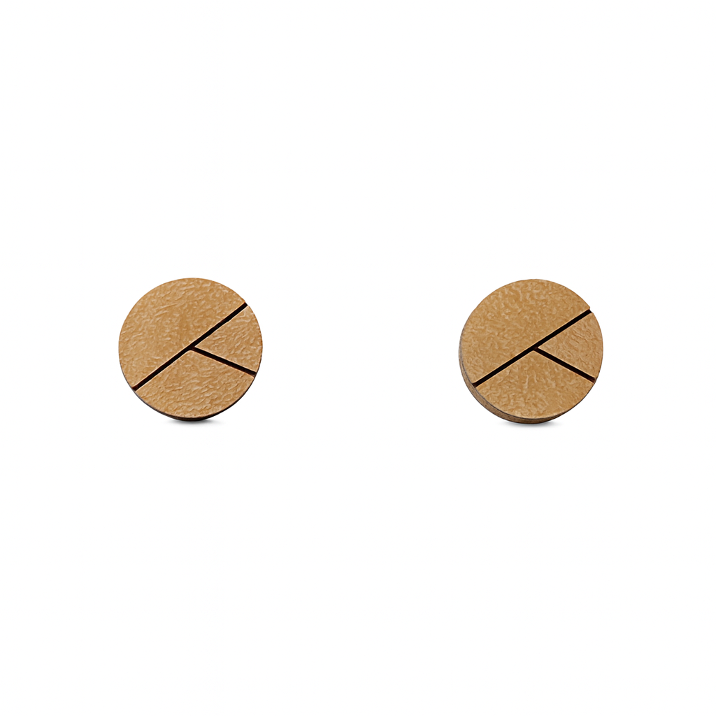 Wooden Geometric Round Circle Hypoallergenic Earring Studs