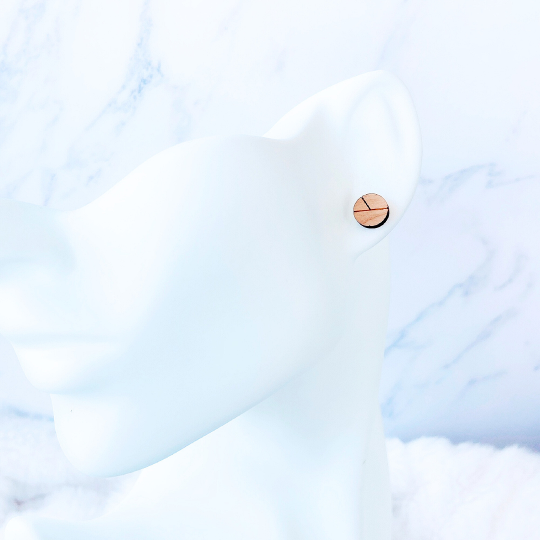 Wooden Geometric Round Circle Hypoallergenic Earring Studs