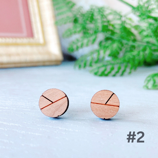 Wooden Geometric Round Circle Hypoallergenic Earring Studs