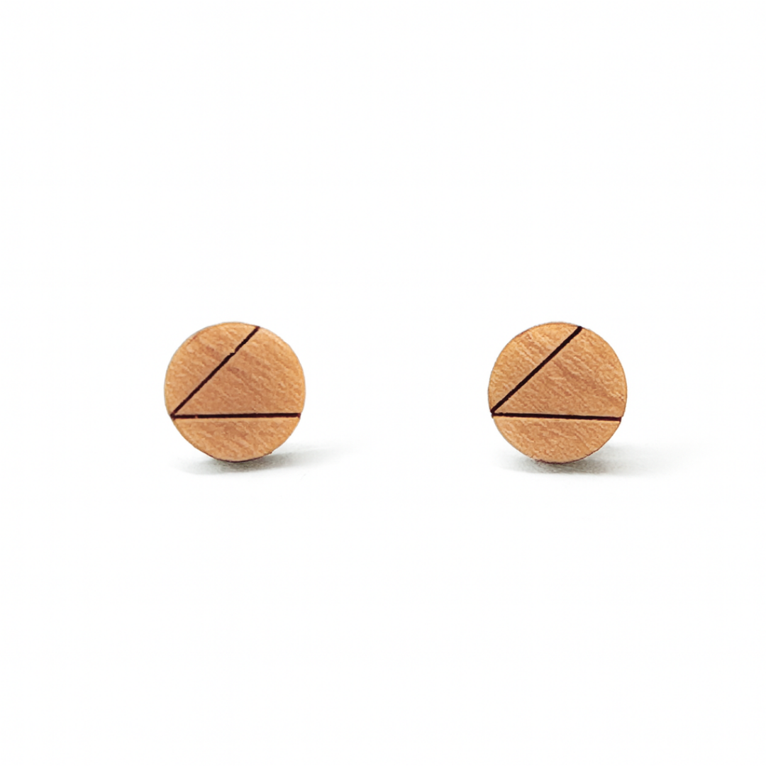 Wooden Geometric Round Circle Hypoallergenic Earring Studs