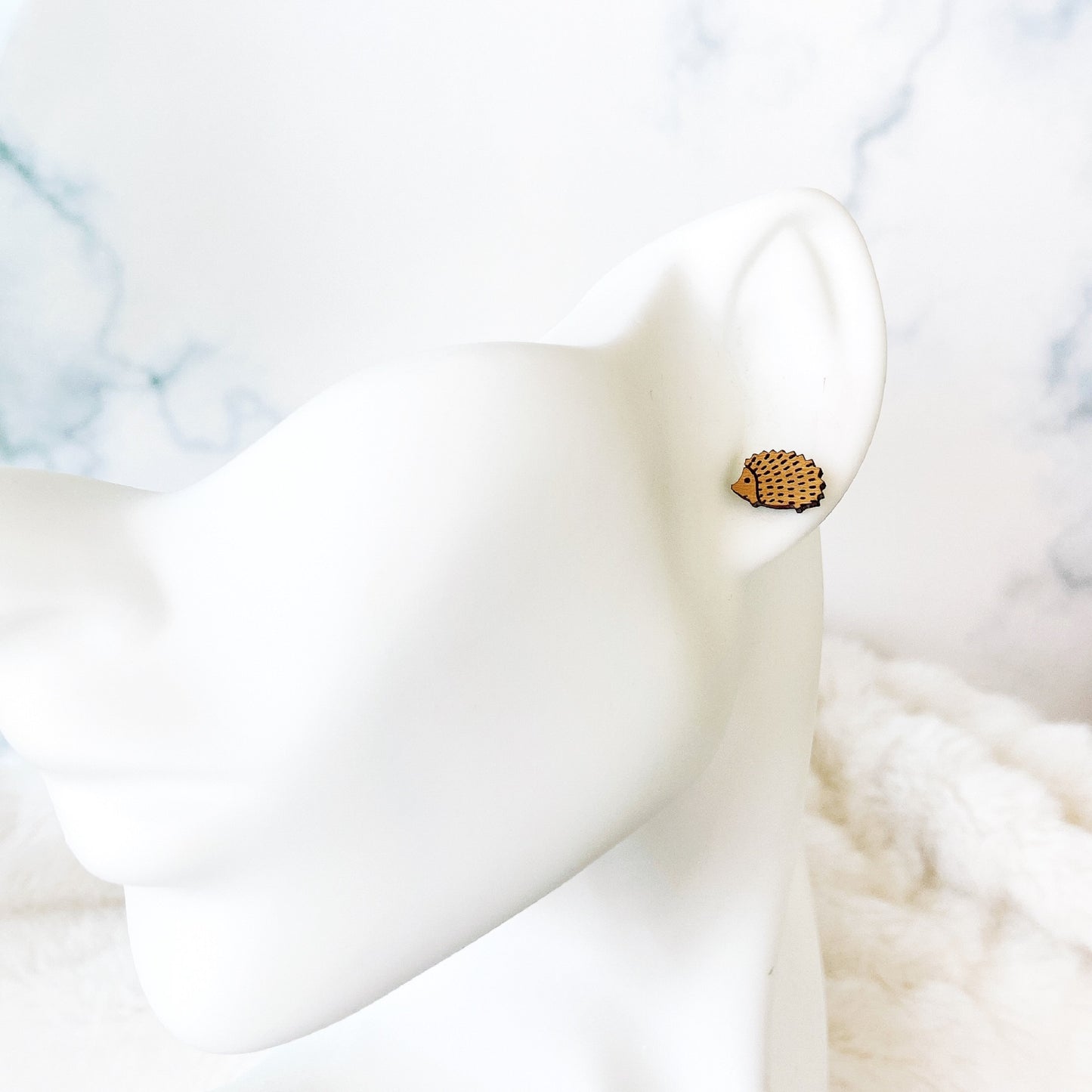 Wooden Hedgehog Hypoallergenic Earring Studs