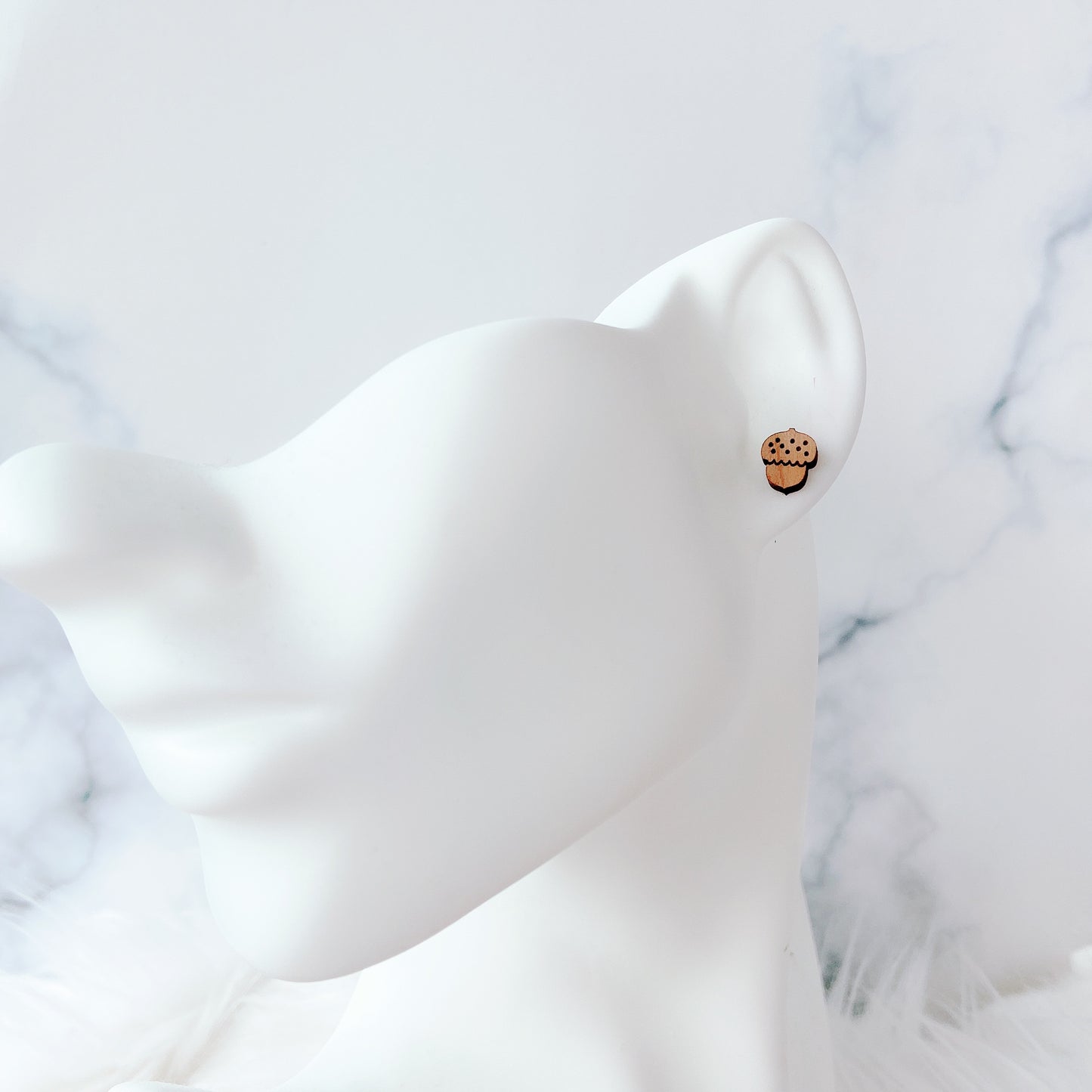 Wooden Acorn Hypoallergenic Earring Studs