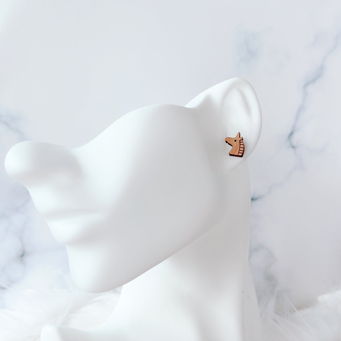 Wooden Unicorn Hypoallergenic Earring Studs