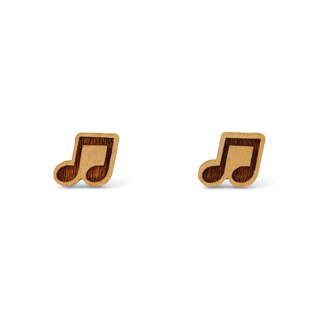 Wooden Music Note Hypoallergenic Earring Studs