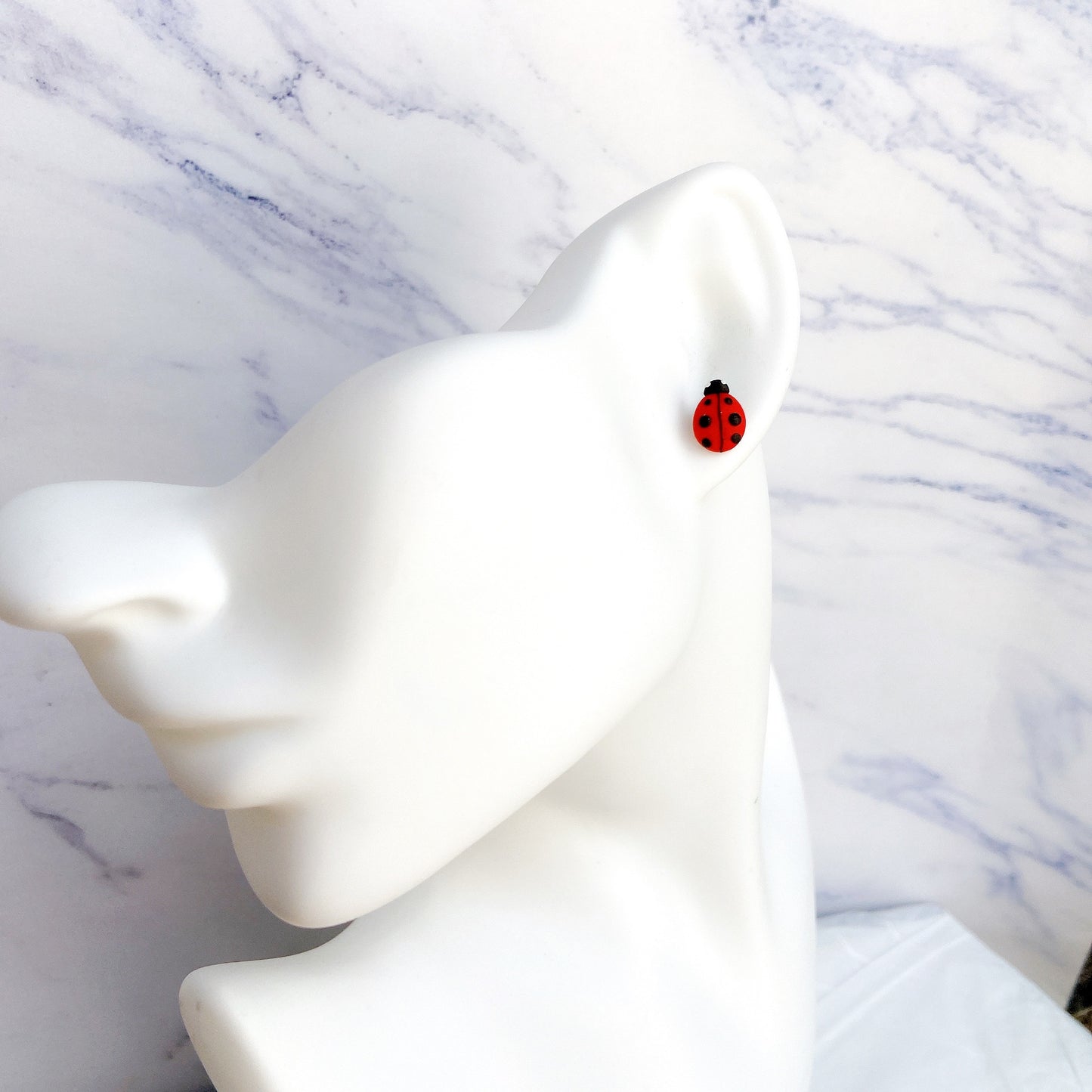 Ladybug Polymer Clay Hypoallergenic Stud Earrings