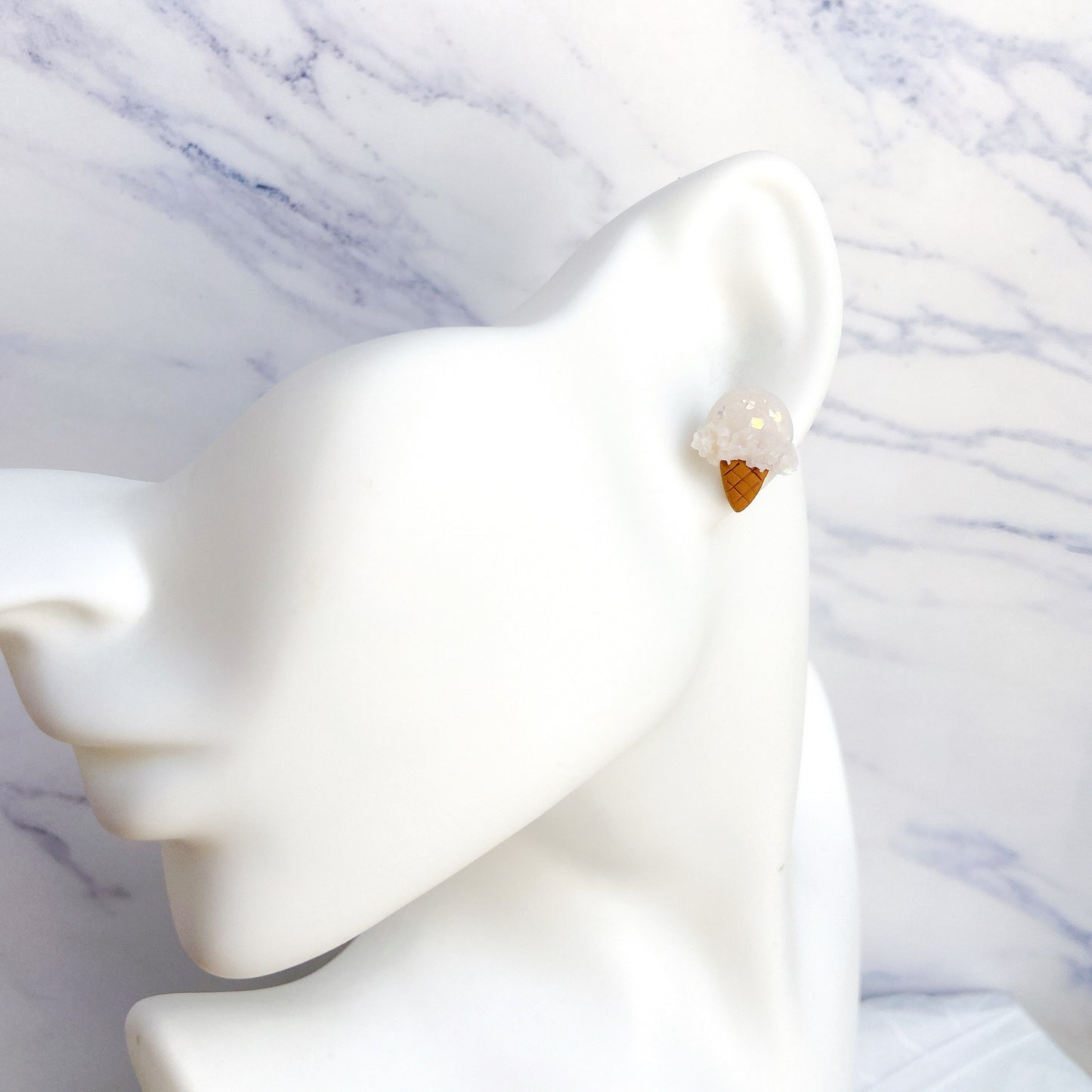 Vanilla Ice Cream Polymer Clay Hypoallergenic Stud Earrings