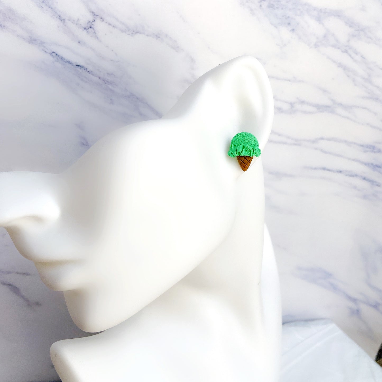 Green Tea Ice Cream Polymer Clay Hypoallergenic Stud Earrings