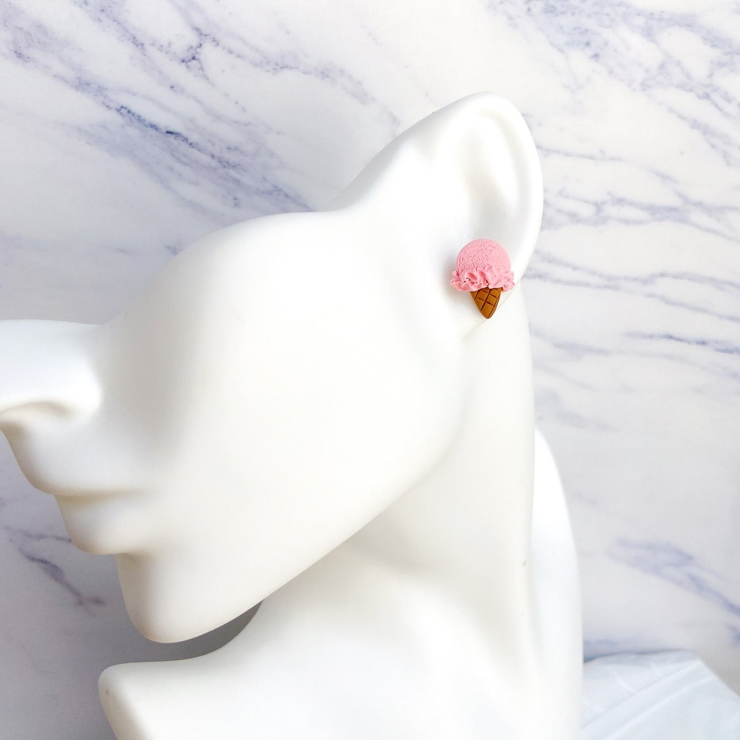 Strawberry Ice Cream Polymer Clay Hypoallergenic Stud Earrings