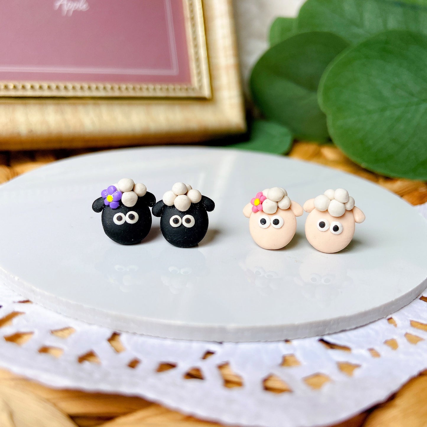 Black Sheep Polymer Clay Hypoallergenic Stud Earrings
