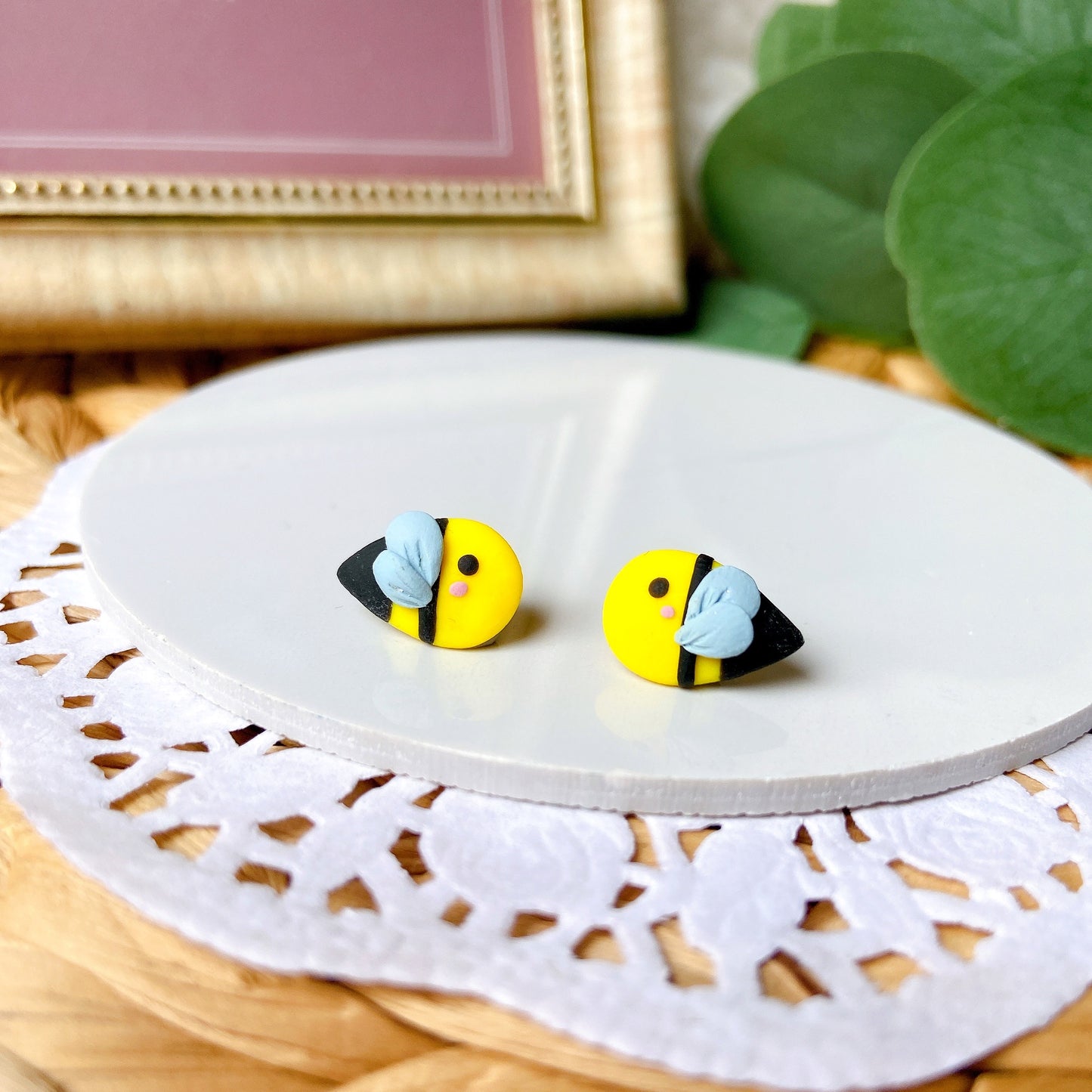 Honey Bee Polymer Clay Hypoallergenic Stud Earrings