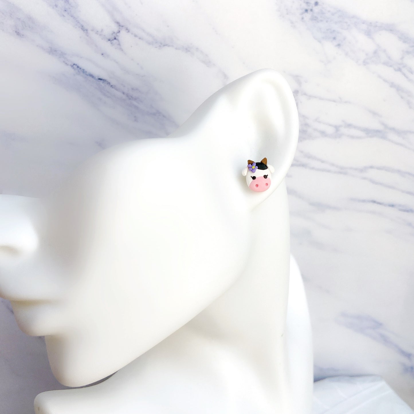 Cow Polymer Clay Hypoallergenic Stud Earrings