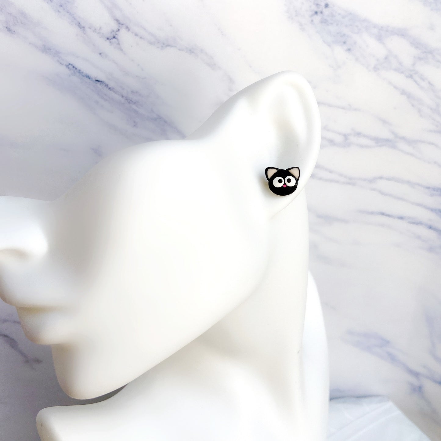 Black Cat Polymer Clay Hypoallergenic Stud Earrings
