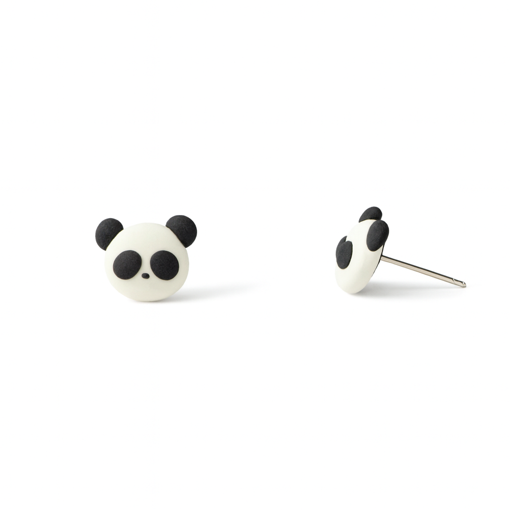 Panda Polymer Clay Hypoallergenic Stud Earrings