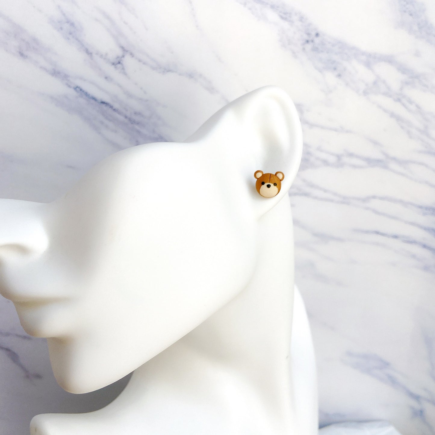 Teddy Bear Polymer Clay Hypoallergenic Stud Earrings