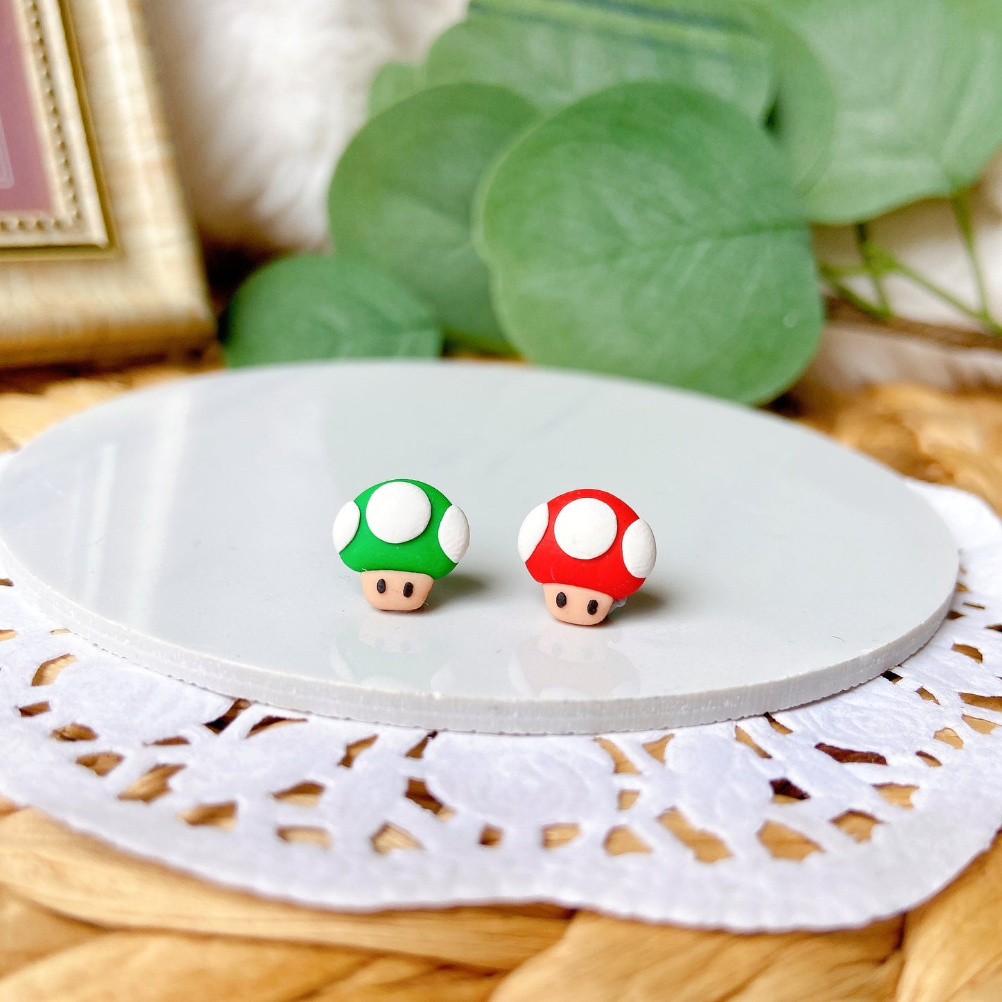 Cutie Mushroom Polymer Clay Hypoallergenic Stud Earrings