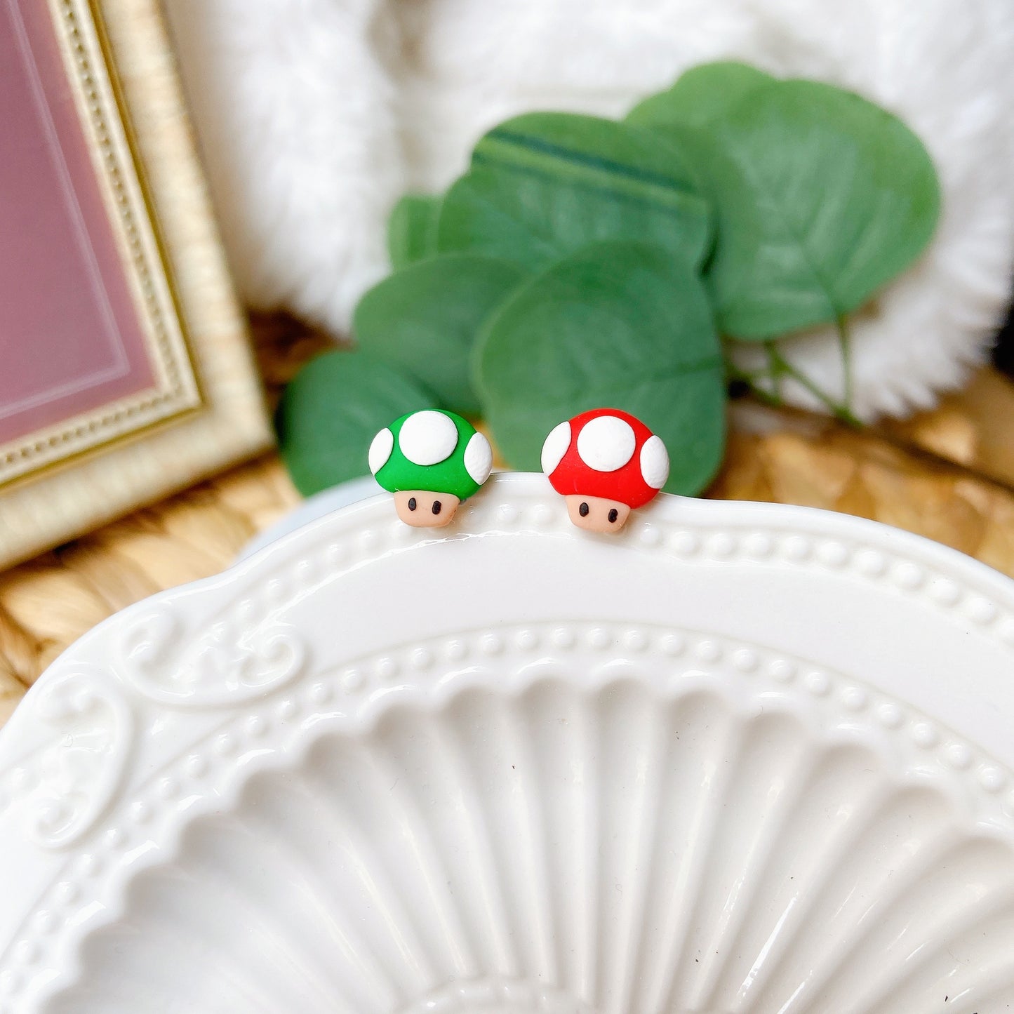 Cutie Mushroom Polymer Clay Hypoallergenic Stud Earrings