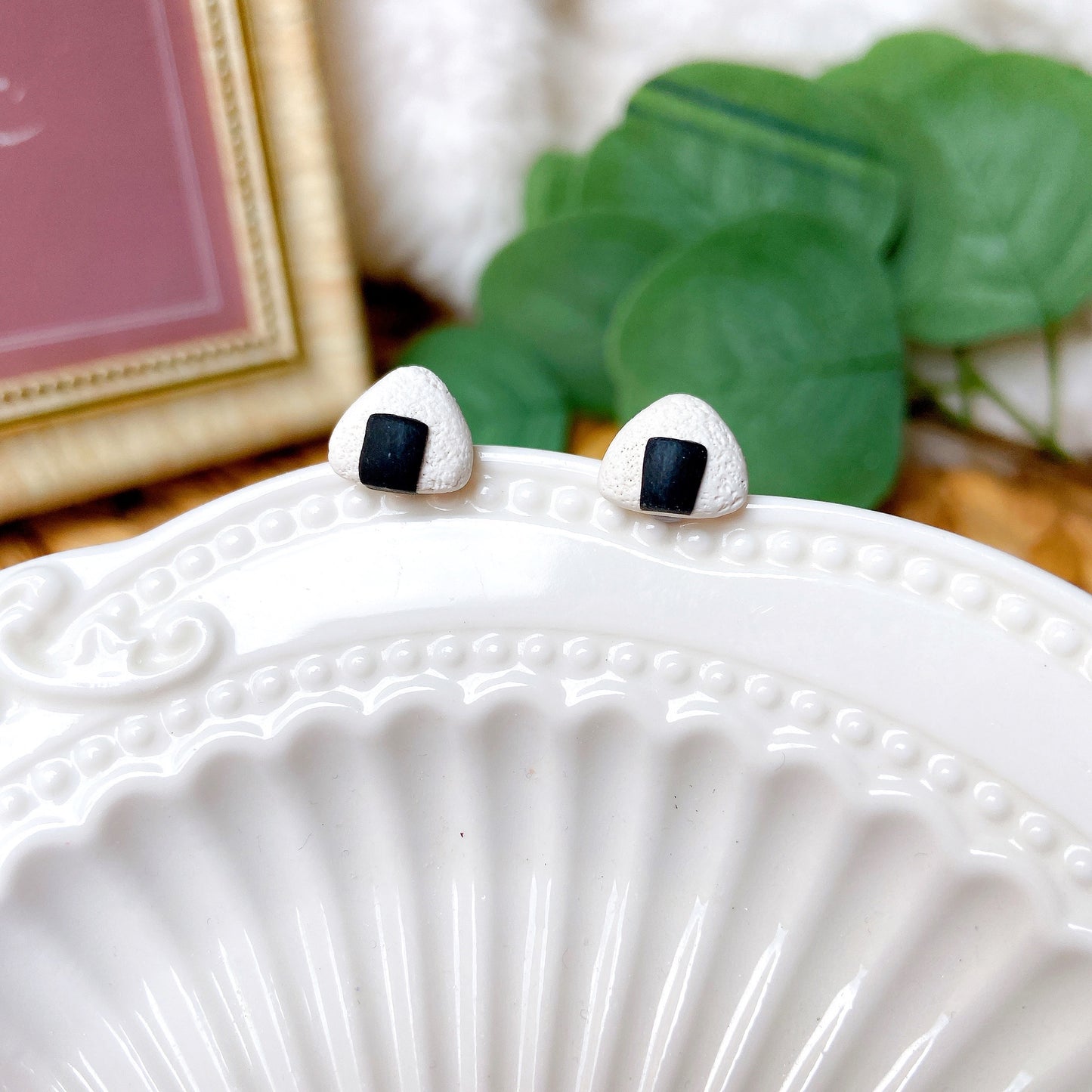 Onigiri Rice Ball Polymer Clay Hypoallergenic Stud Earrings