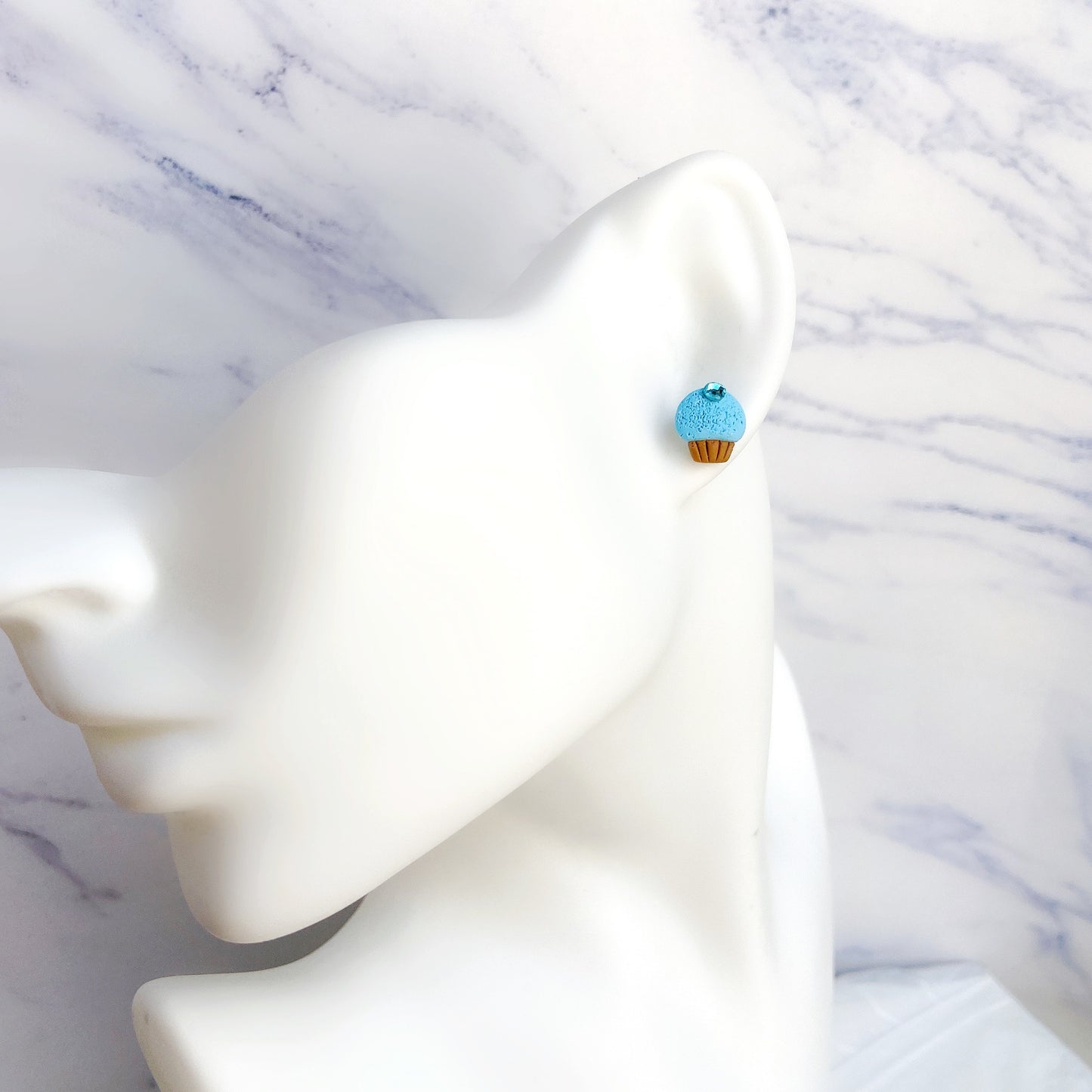 Blue Cupcake Polymer Clay Hypoallergenic Stud Earrings