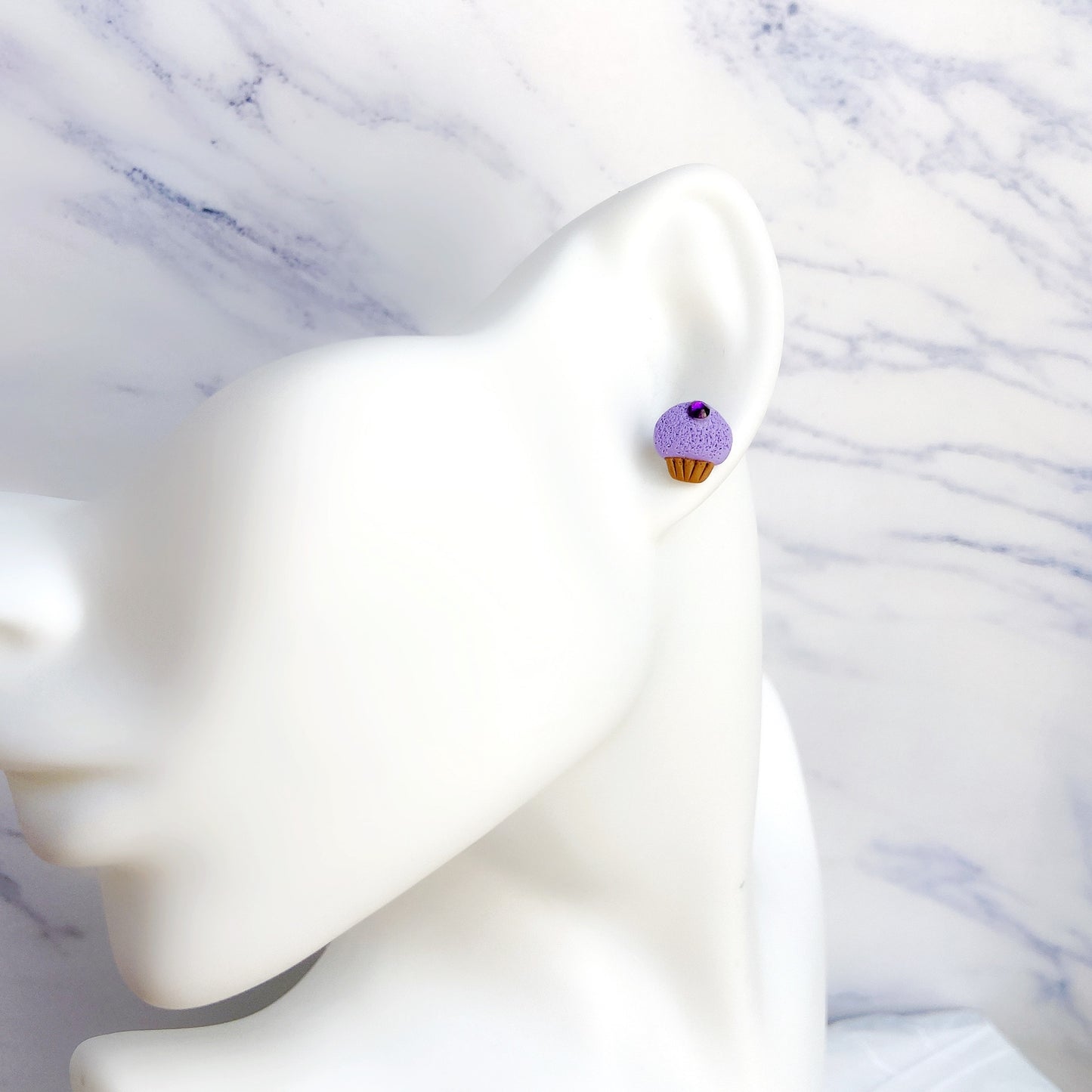 Purple Cupcake Polymer Clay Hypoallergenic Stud Earrings