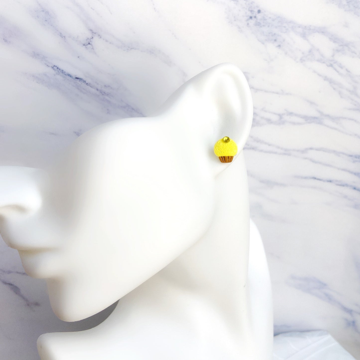 Yellow Cupcake Polymer Clay Hypoallergenic Stud Earrings