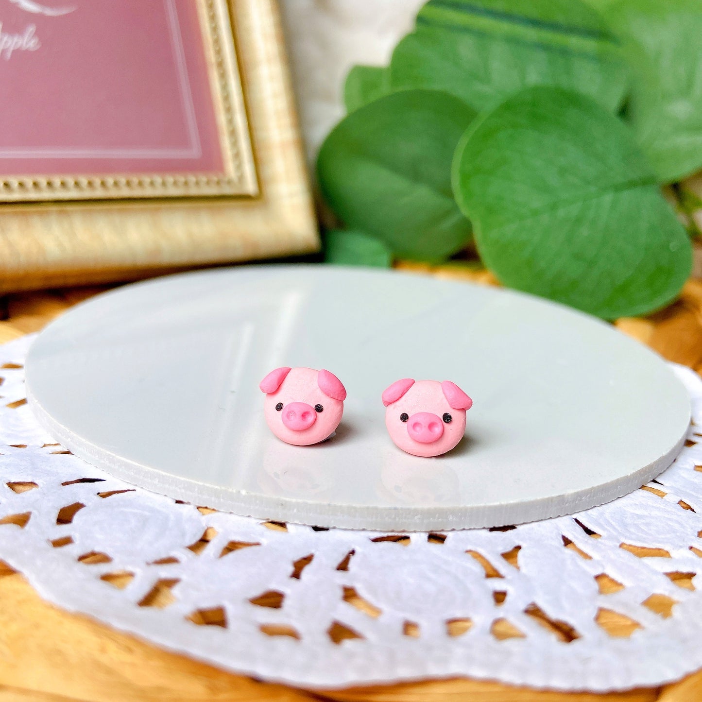 Piggy Polymer Clay Hypoallergenic Stud Earrings
