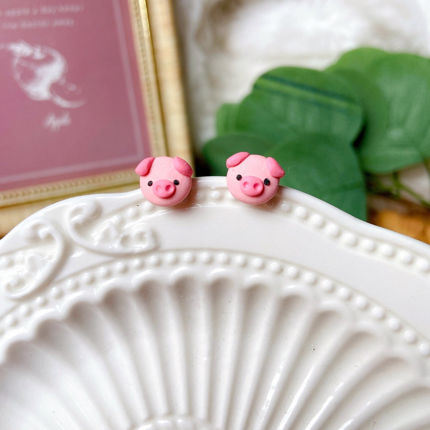 Piggy Polymer Clay Hypoallergenic Stud Earrings