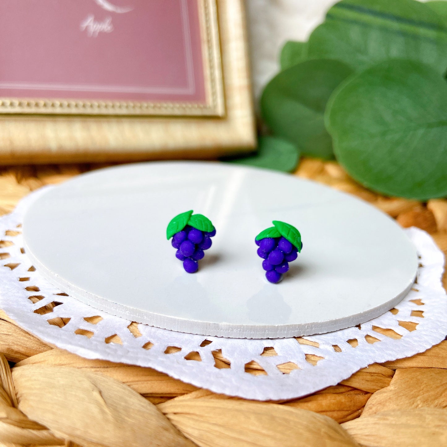 Grapes Polymer Clay Hypoallergenic Stud Earrings
