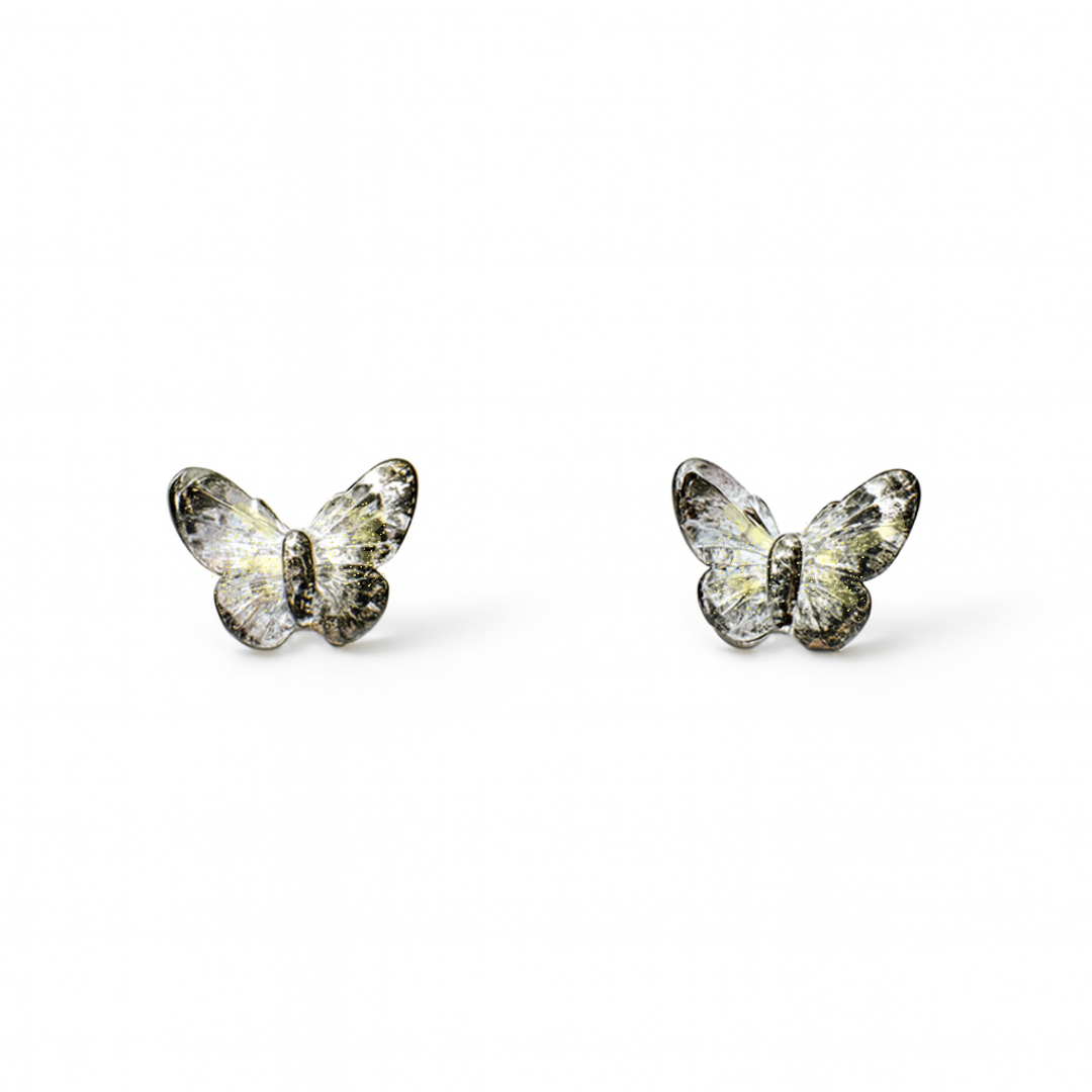 Black and Yellow Tiny Butterfly Hypoallergenic Stud Earrings