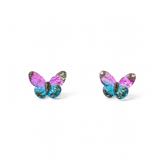 Purple and Blue Tiny Butterfly Hypoallergenic Stud Earrings