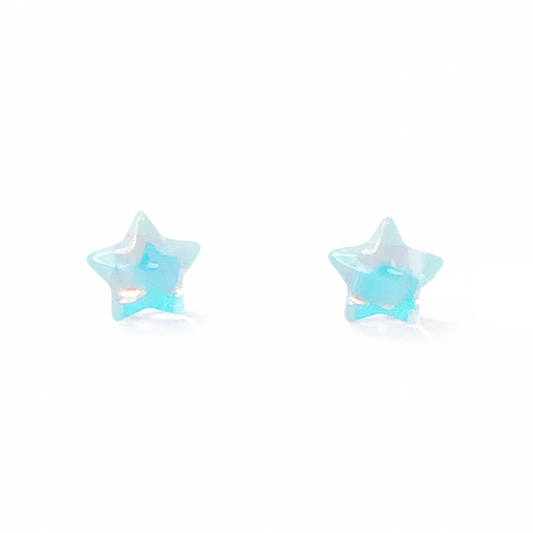 Light Blue Star Pearly Sheen Hypoallergenic Stud Earrings