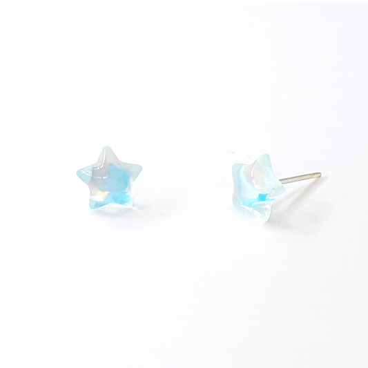 White Star Pearly Sheen Hypoallergenic Stud Earrings