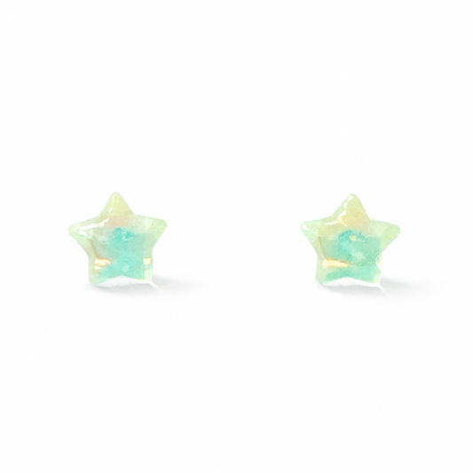Mint Star Pearly Sheen Hypoallergenic Stud Earrings
