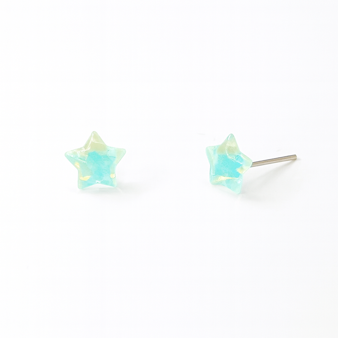 Mint Star Pearly Sheen Hypoallergenic Stud Earrings