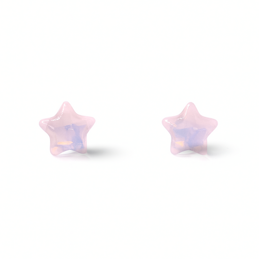 Pink Star Pearly Sheen Hypoallergenic Stud Earrings
