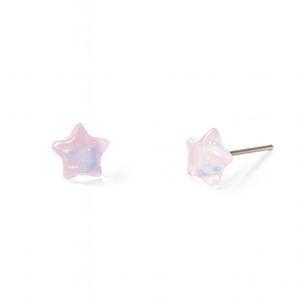Pink Star Pearly Sheen Hypoallergenic Stud Earrings