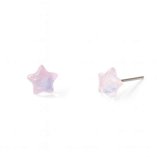Pink Star Pearly Sheen Hypoallergenic Stud Earrings