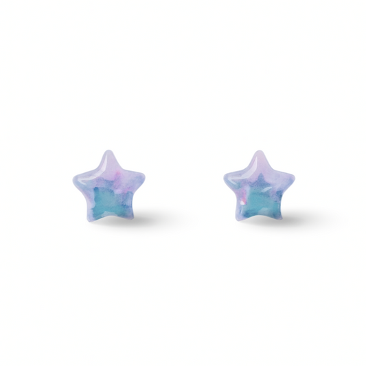 Royal Blue Star Pearly Sheen Hypoallergenic Stud Earrings