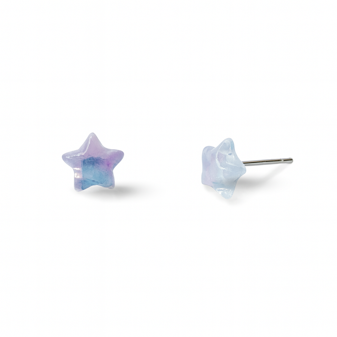 Royal Blue Star Pearly Sheen Hypoallergenic Stud Earrings