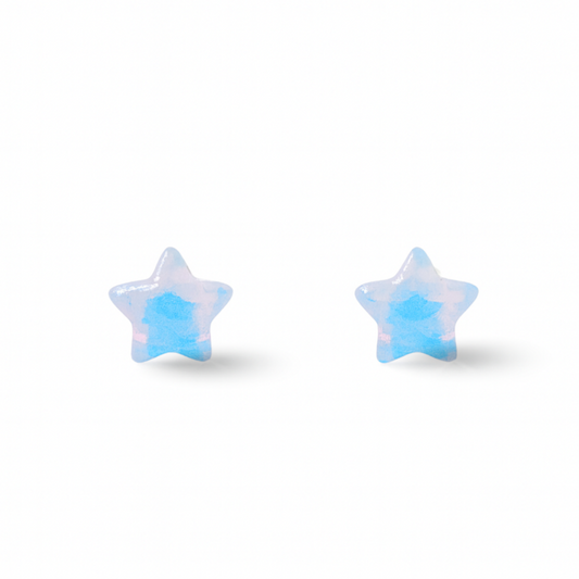 Sky Blue Star Pearly Sheen Hypoallergenic Stud Earrings