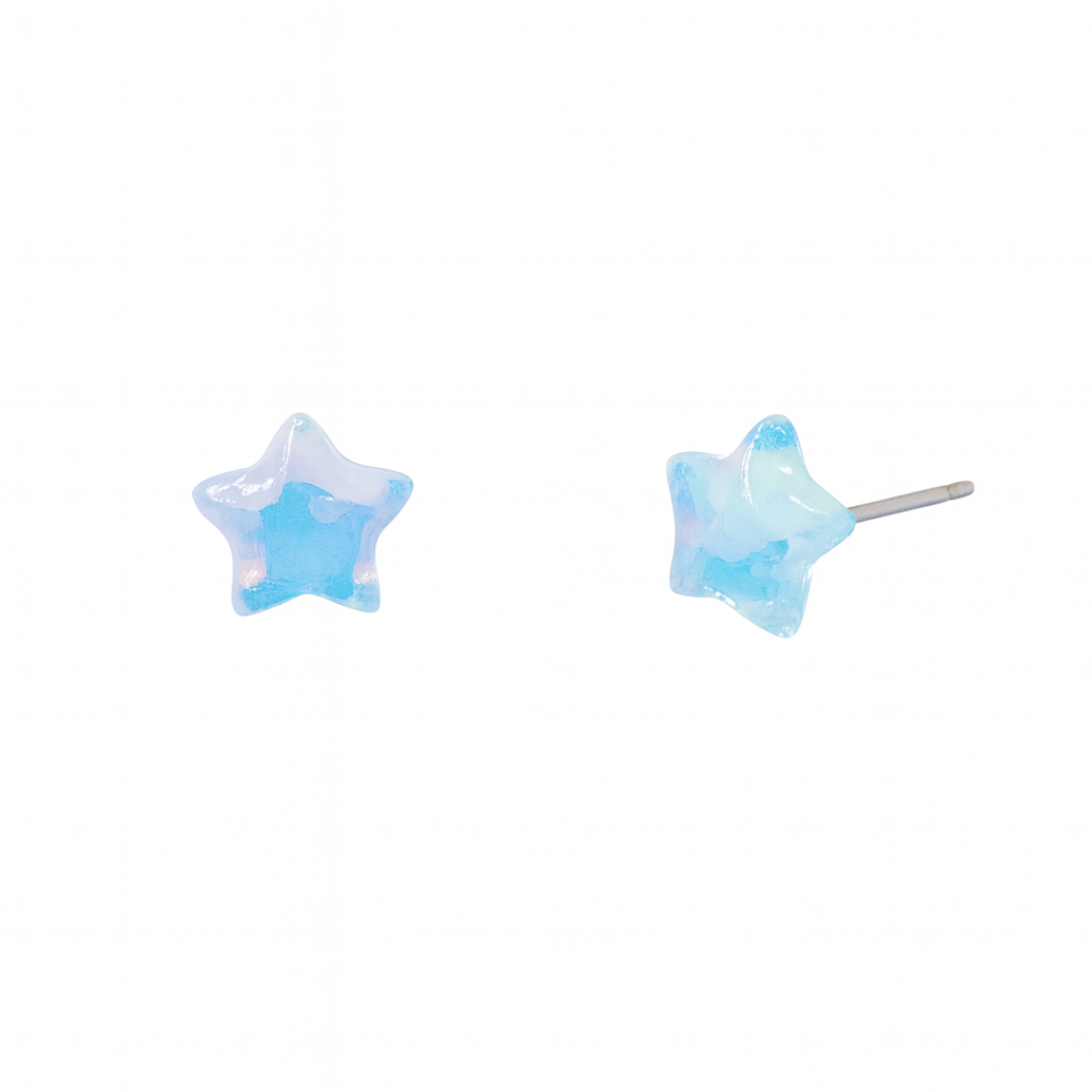 Sky Blue Star Pearly Sheen Hypoallergenic Stud Earrings