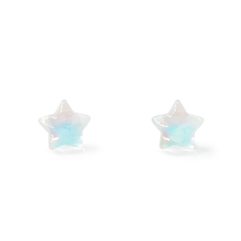 White Star Pearly Sheen Hypoallergenic Stud Earrings