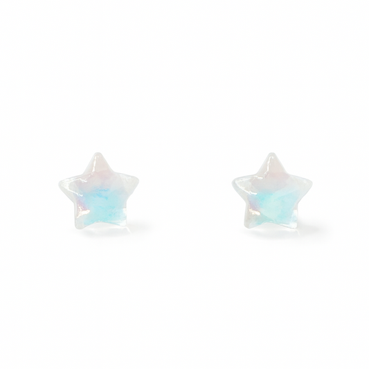White Star Pearly Sheen Hypoallergenic Stud Earrings
